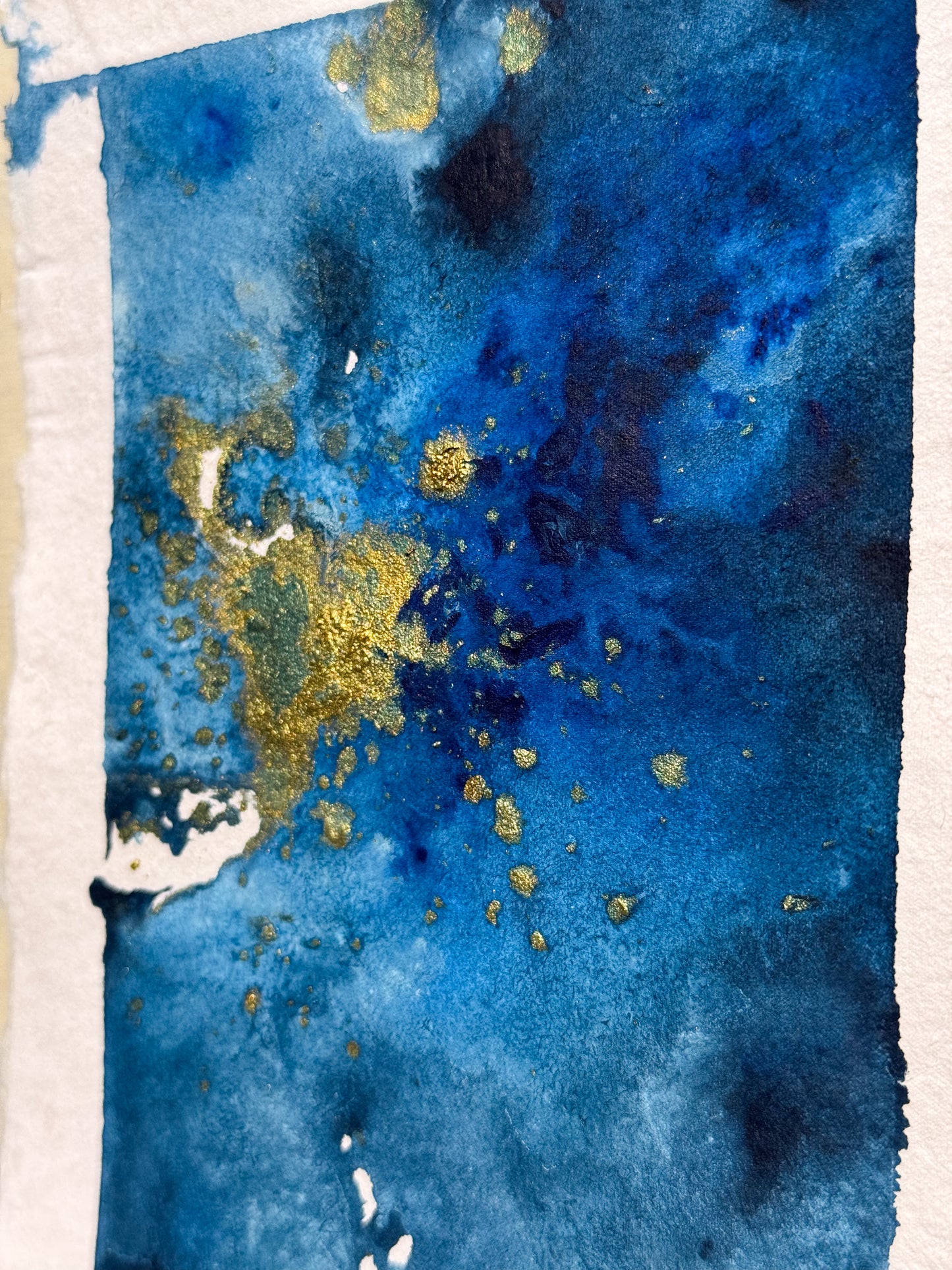 11/30 - Blue & Gold Abstract (14,8 x 21,0 cm Original)