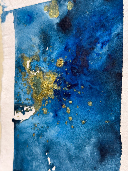 11/30 - Blue & Gold Abstract (14,8 x 21,0 cm Original)