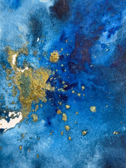 11/30 - Blue & Gold Abstract (14,8 x 21,0 cm Original)