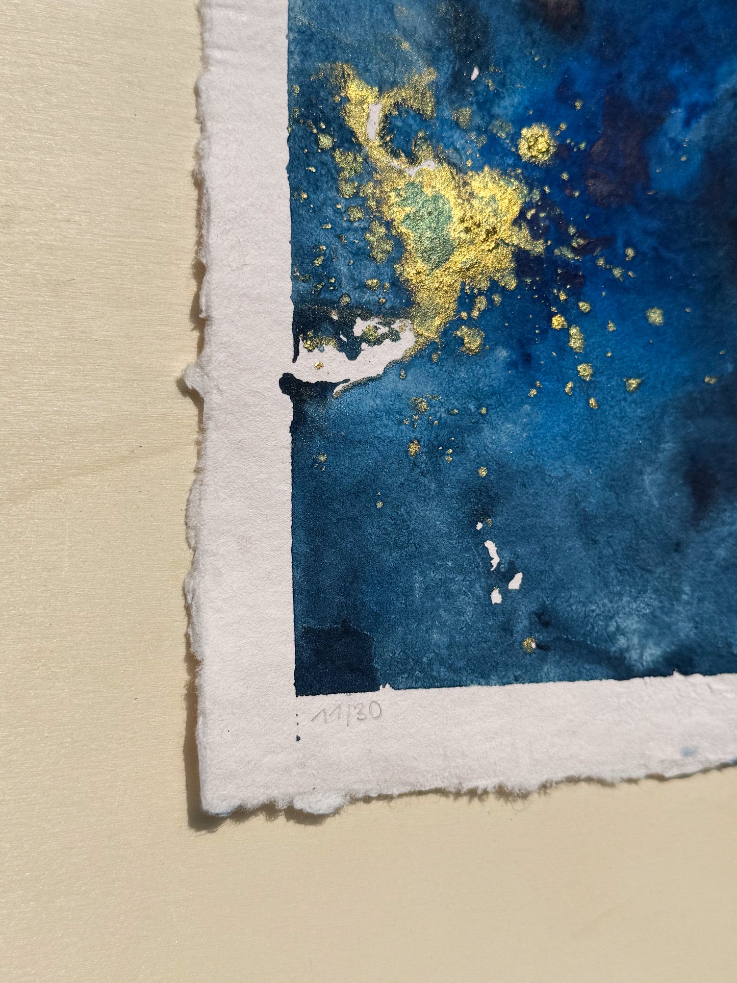 11/30 - Blue & Gold Abstract (14,8 x 21,0 cm Original)