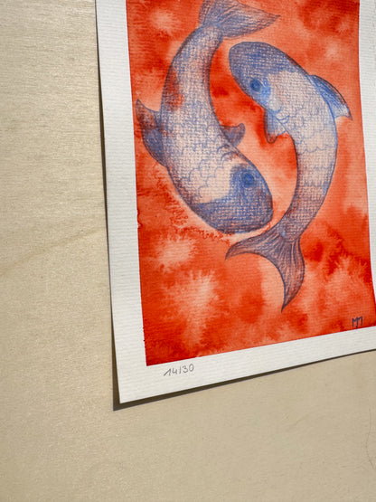 14/30 - Blue Fish (14,8 x 21,0 cm Original)