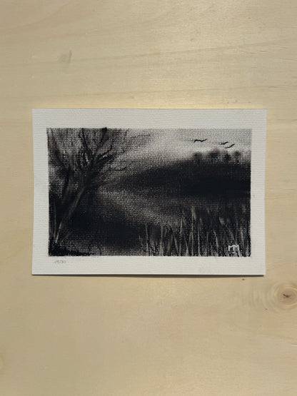 19/30 - Charcoal Landscape (14,8 x 21,0 cm Original)