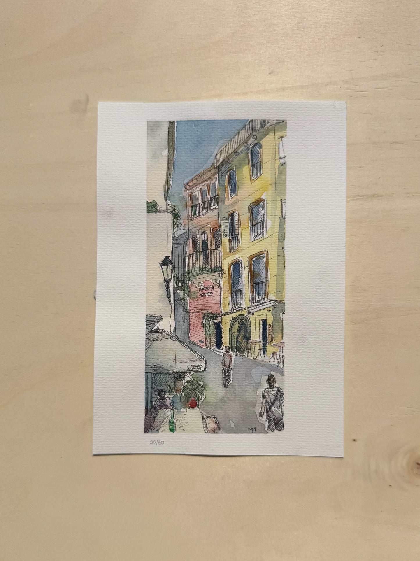 20/30 - Street in Malaga (14,8 x 21,0 cm Original)