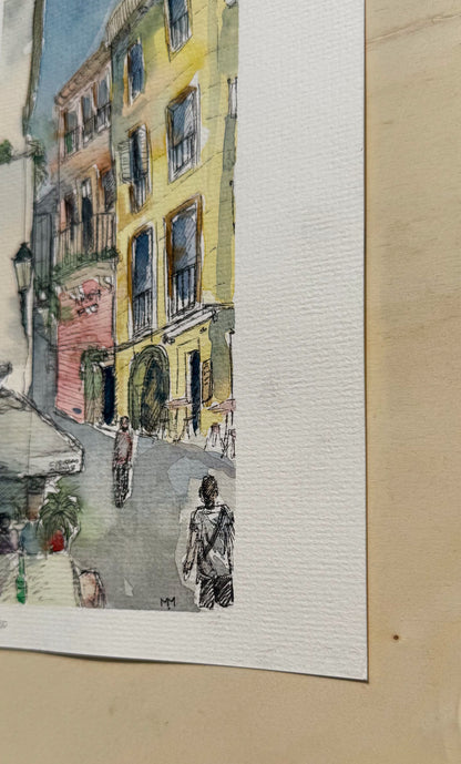 20/30 - Street in Malaga (14,8 x 21,0 cm Original)